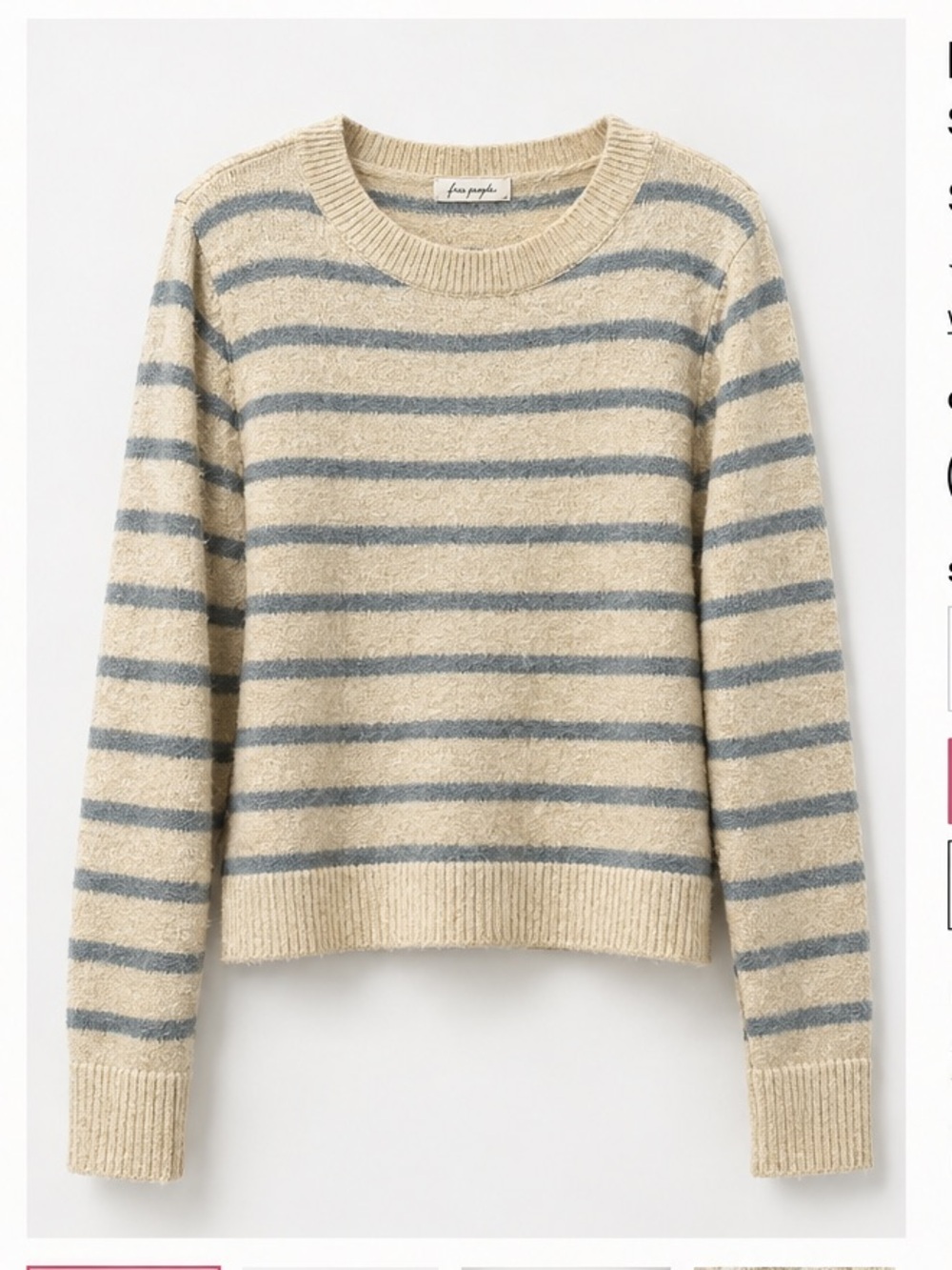 Sadie & Sage Cream and Blue Striped Crewneck Sweater